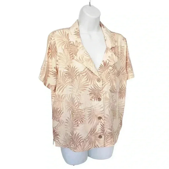 NEW Faherty Linen Paradise Cove Palm Print Top size Medium - Picture 2 of 7